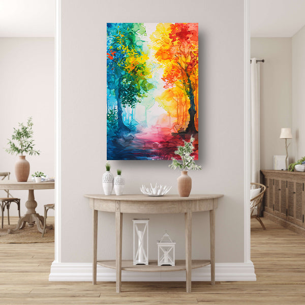 Kleurrijke abstracte aquarel van zomerse bomen acrylglas