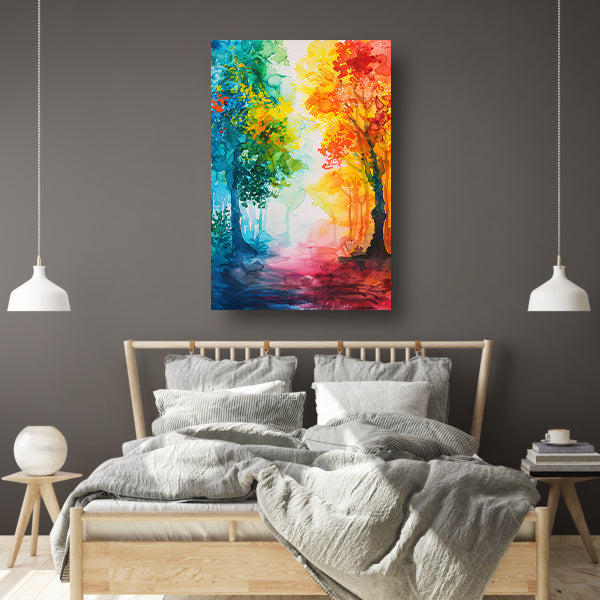Kleurrijke abstracte aquarel van zomerse bomen acrylglas