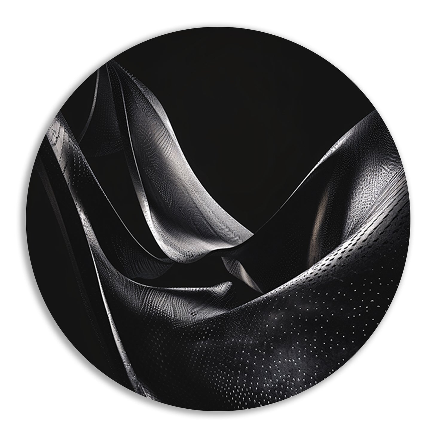 Abstracte golvende vormen in monochrome tinten aluminium muurcirkel