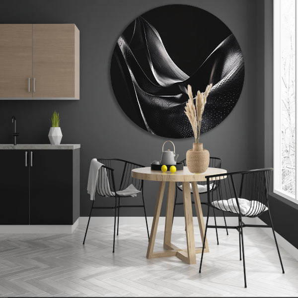 Abstracte golvende vormen in monochrome tinten aluminium muurcirkel