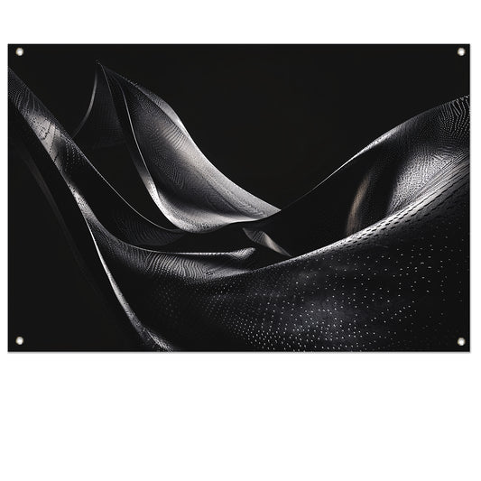 Abstracte golvende vormen in monochrome tinten   tuinposter