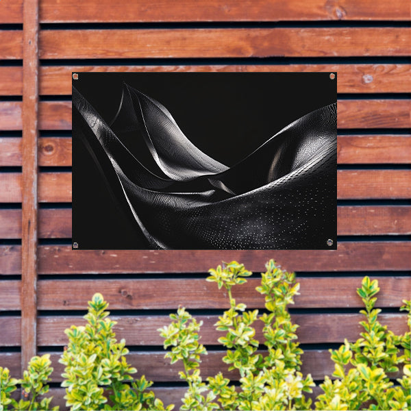 Abstracte golvende vormen in monochrome tinten tuinposter