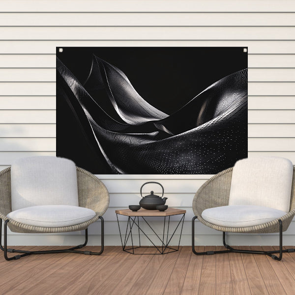 Abstracte golvende vormen in monochrome tinten tuinposter