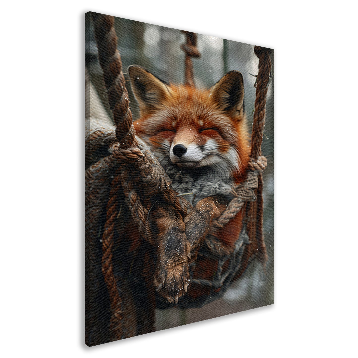 Slapende Vos in Winterse Schommel canvas