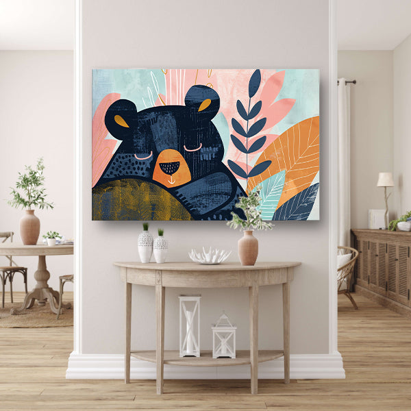 Abstracte beer met kleurrijke bladeren acrylglas
