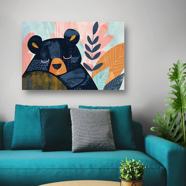 Abstracte beer met kleurrijke bladeren acrylglas