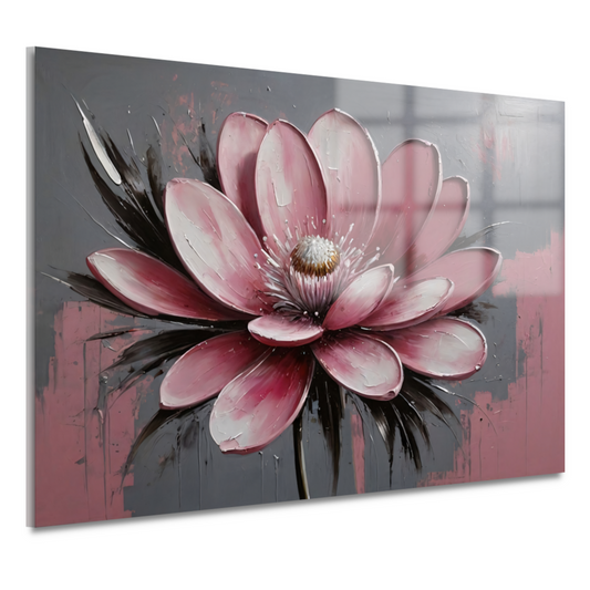 Moderne Roze Bloem met Zilveren Highlights acrylglas