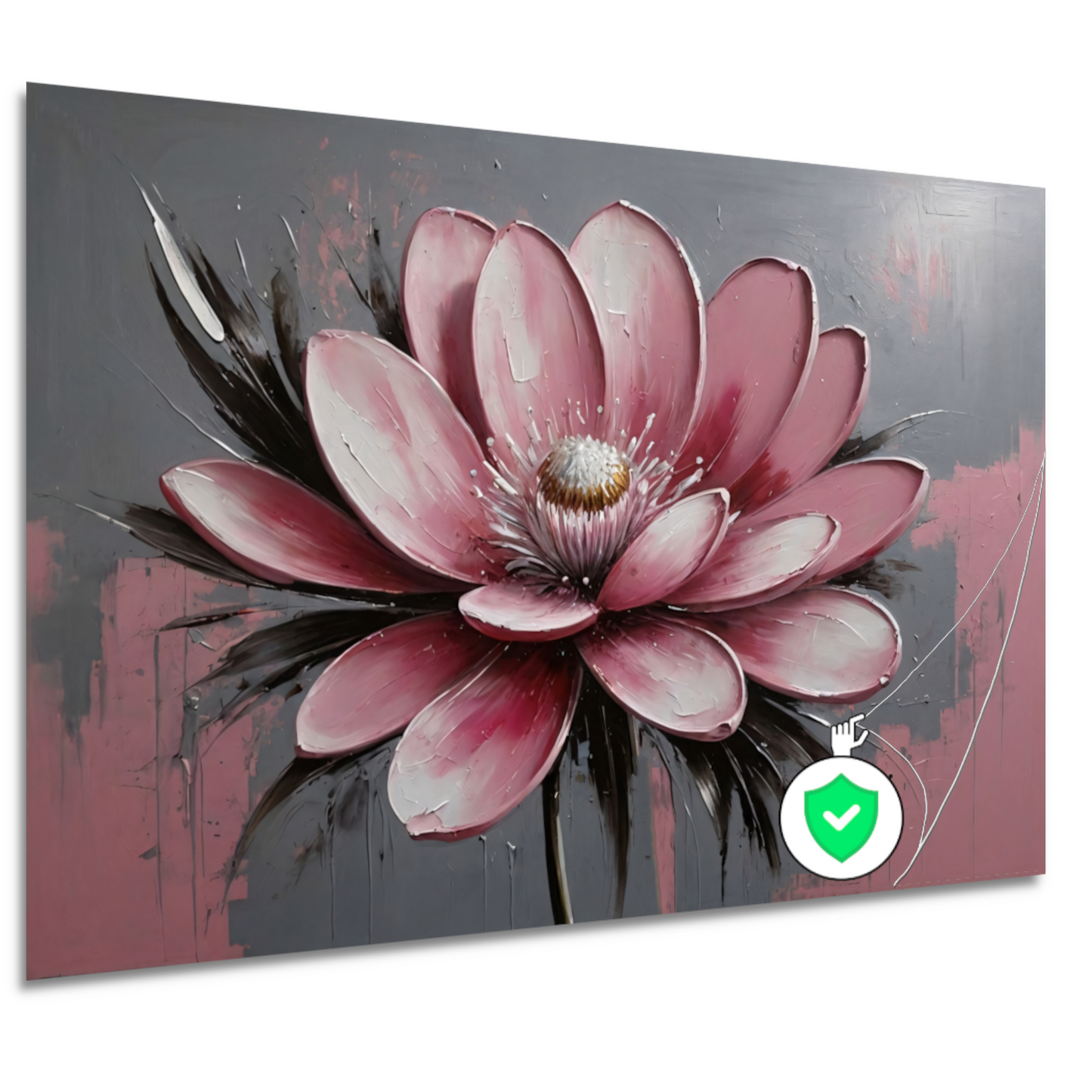 Moderne Roze Bloem met Zilveren Highlights poster