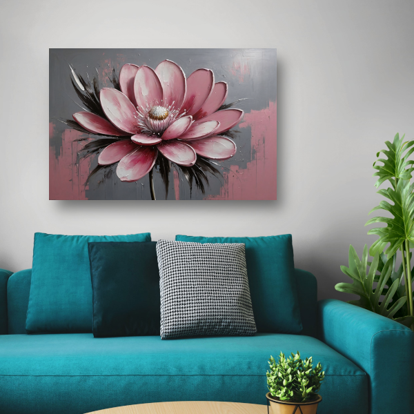 Moderne Roze Bloem met Zilveren Highlights poster