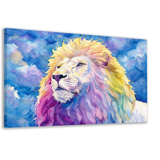 Kleurrijk abstract leeuwenschilderij in waterverf canvas