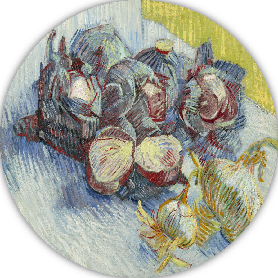 Rode kool en uien - Vincent van Gogh aluminium muurcirkel