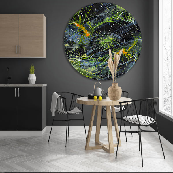 Abstracte Explosie van Kleur en Licht aluminium muurcirkel