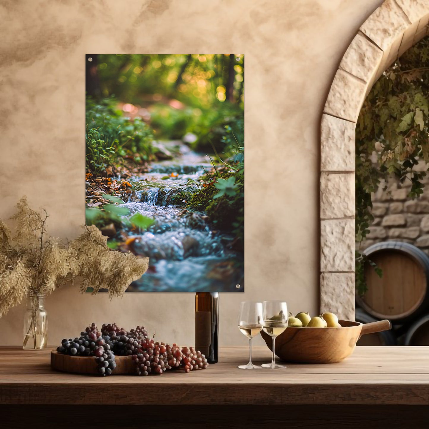 Kristalhelder Beekje in Groen Bos tuinposter