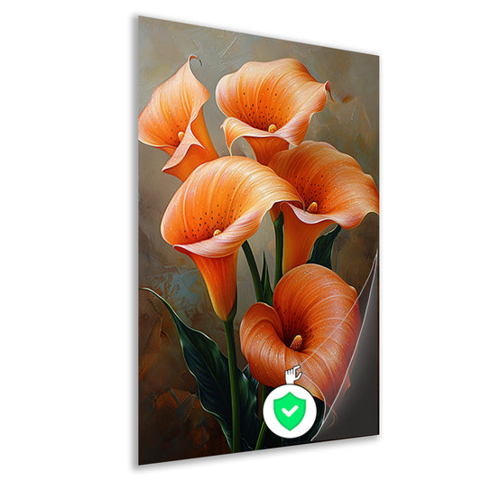 Elegante Oranje Calla Lelies op Schilderij poster