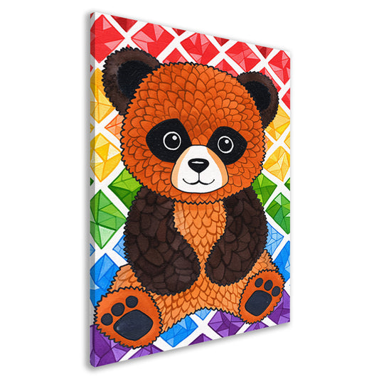 Kleurrijk Pop Art Panda met Diamanten canvas