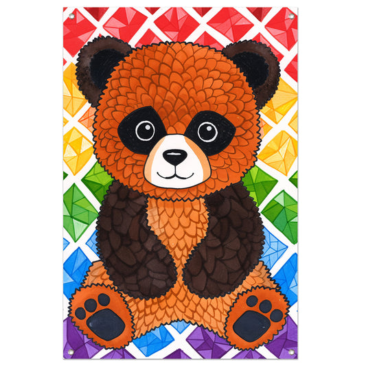 Kleurrijk Pop Art Panda met Diamanten tuinposter