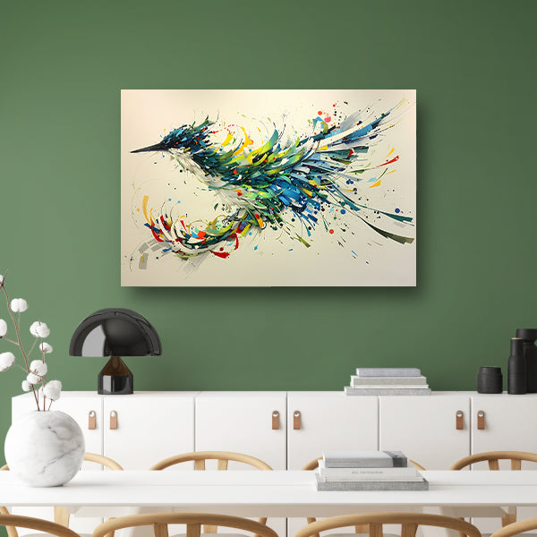 Lavendelveld met vliegende vogel canvas