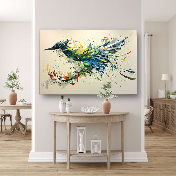Lavendelveld met vliegende vogel canvas