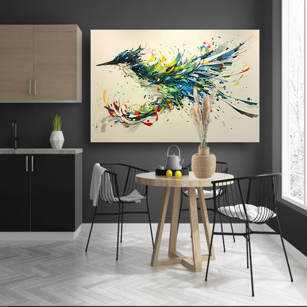 Lavendelveld met vliegende vogel canvas