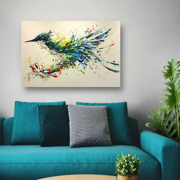 Lavendelveld met vliegende vogel canvas