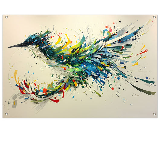 Lavendelveld met vliegende vogel tuinposter