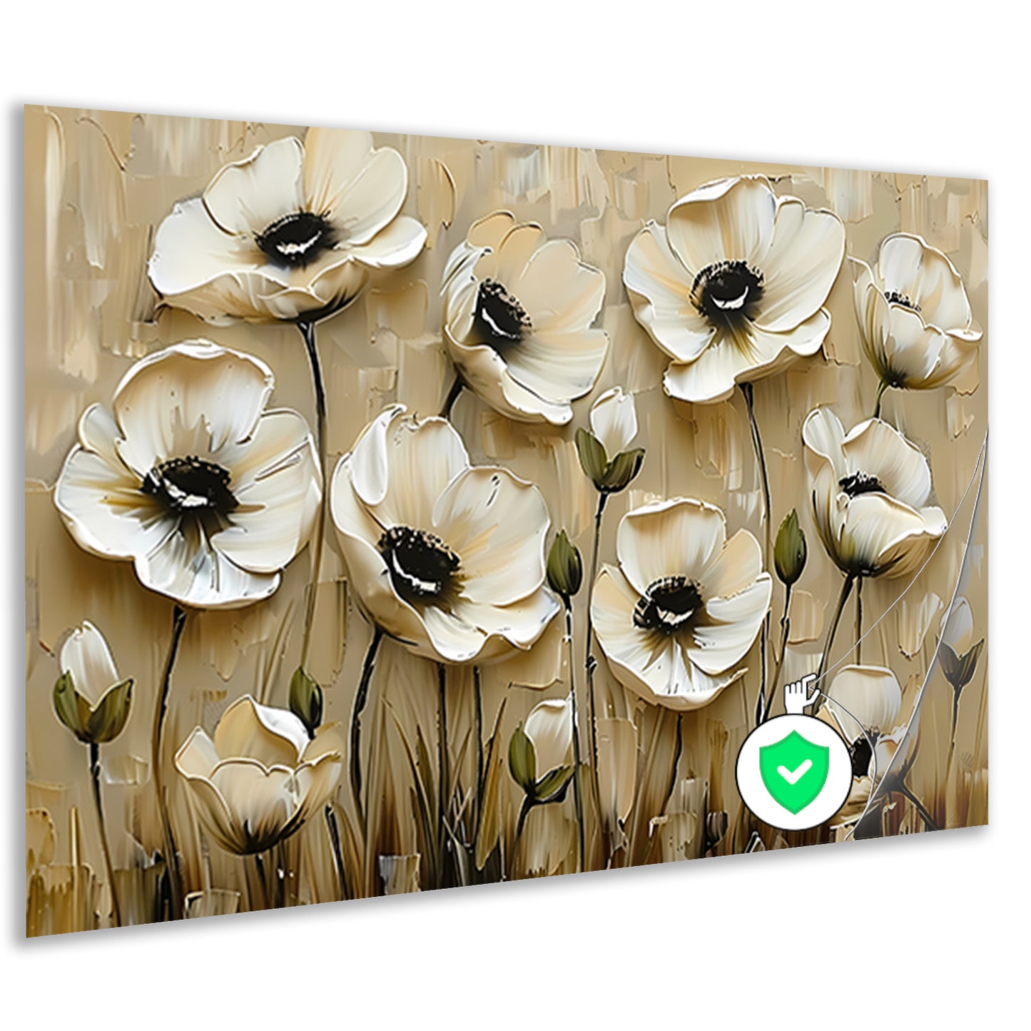 Abstracte minimalistische bloemen in sepia kleuren poster