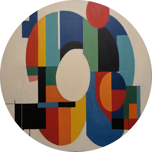 Geometrische Dans van Vorm en Kleur aluminium muurcirkel