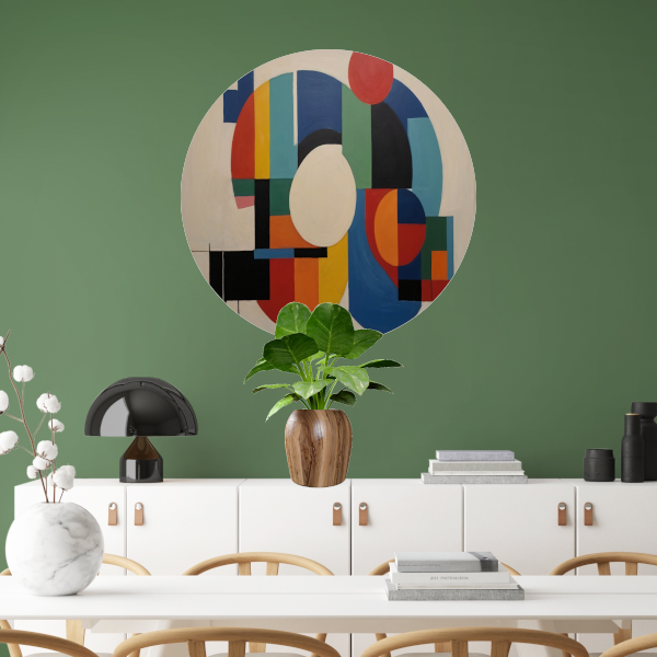 Geometrische Dans van Vorm en Kleur forex muurcirkel