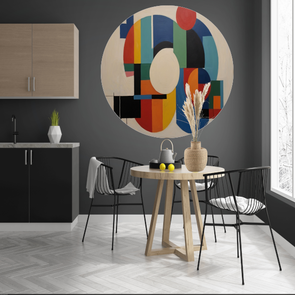 Geometrische Dans van Vorm en Kleur forex muurcirkel