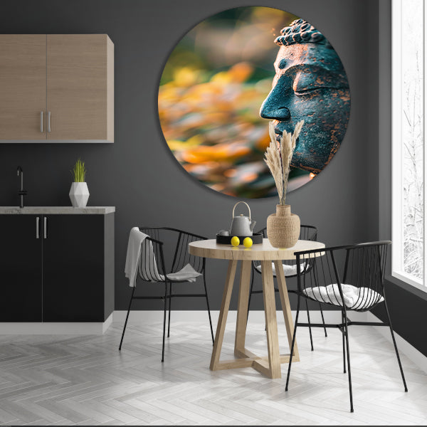 Portret van een Meditatieve Boeddha aluminium muurcirkel