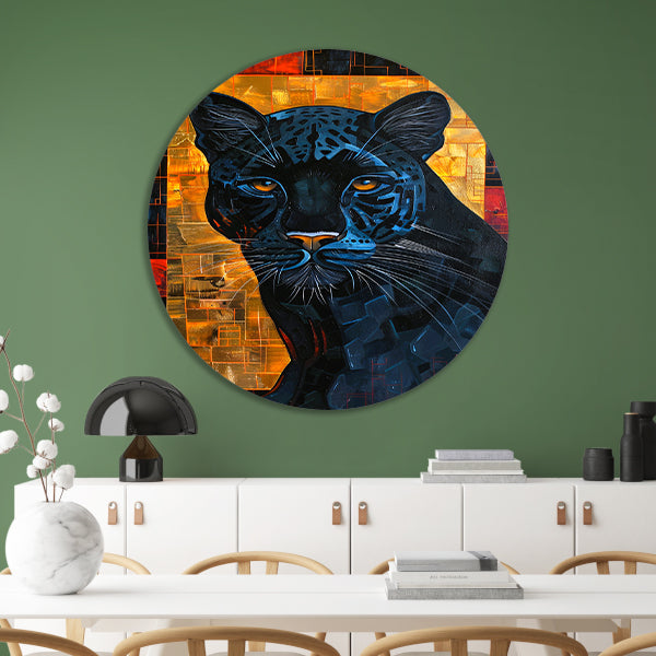 Moderne abstracte kunst van zwarte panter forex muurcirkel