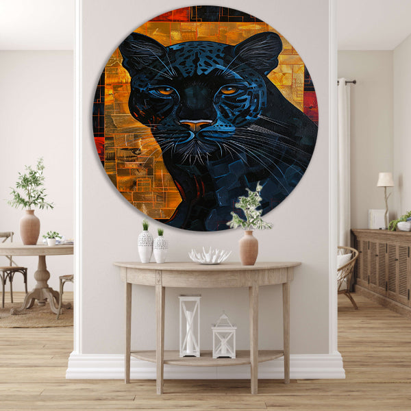Moderne abstracte kunst van zwarte panter forex muurcirkel
