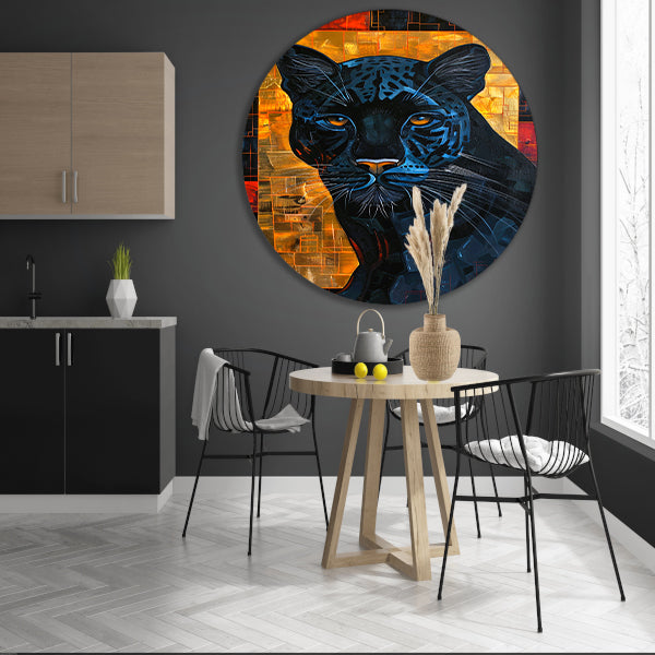 Moderne abstracte kunst van zwarte panter forex muurcirkel