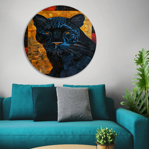 Moderne abstracte kunst van zwarte panter forex muurcirkel