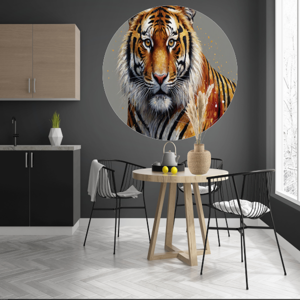 De Stille Kracht van de Elegante Tijger aluminium muurcirkel