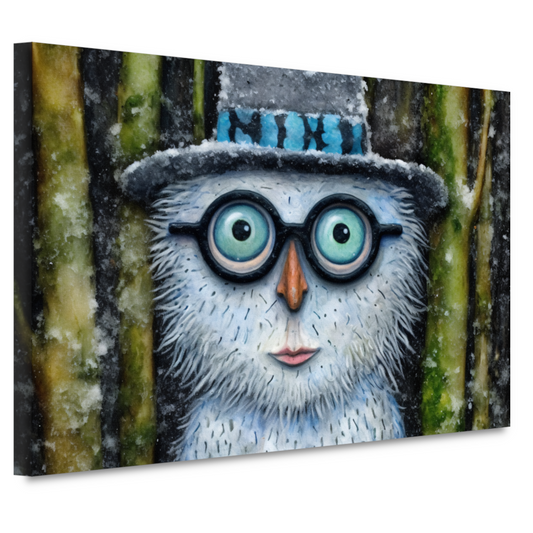 Uil met Modieuze Bril in Sneeuw canvas
