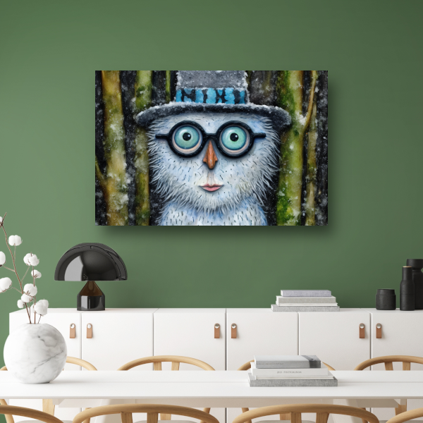 Uil met Modieuze Bril in Sneeuw acrylglas