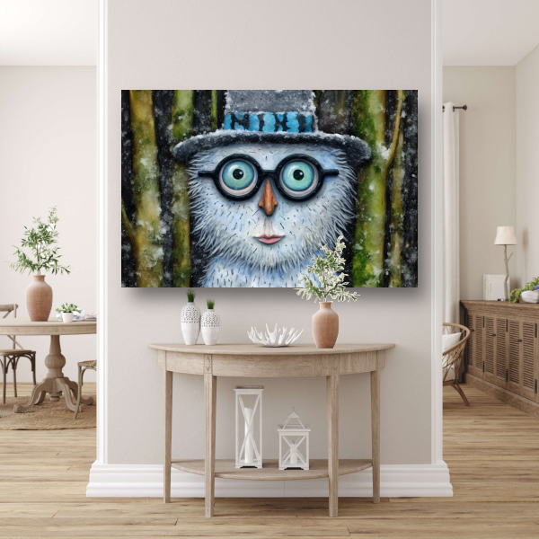 Uil met Modieuze Bril in Sneeuw acrylglas