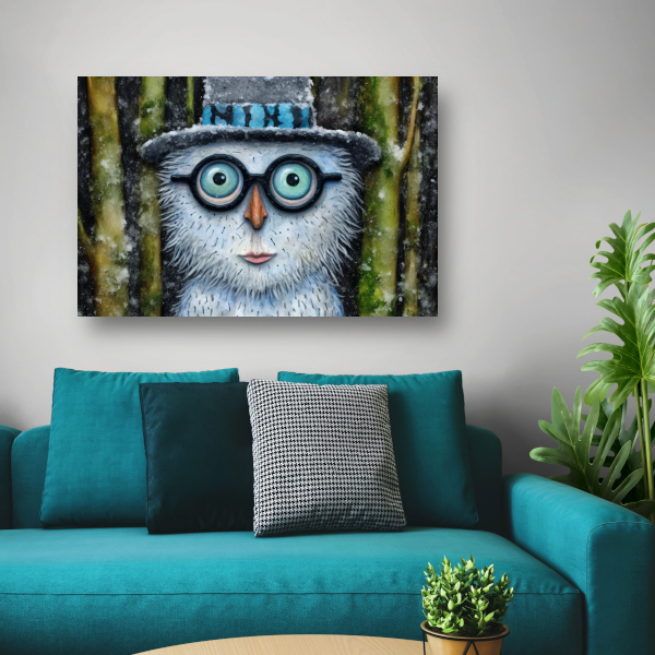 Uil met Modieuze Bril in Sneeuw acrylglas