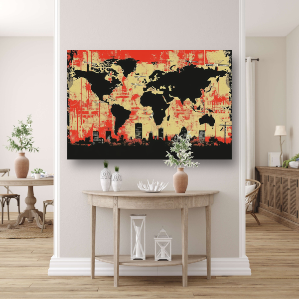 Minimalistische Wereldkaart acrylglas