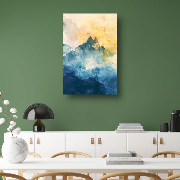 Abstract aquarel schilderij van bergen canvas