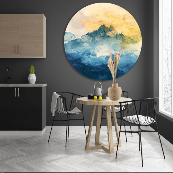 Abstract aquarel schilderij van bergen forex muurcirkel