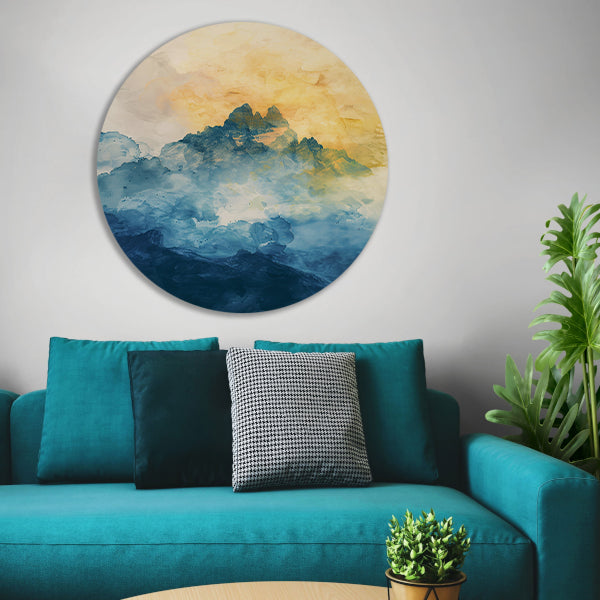 Abstract aquarel schilderij van bergen forex muurcirkel