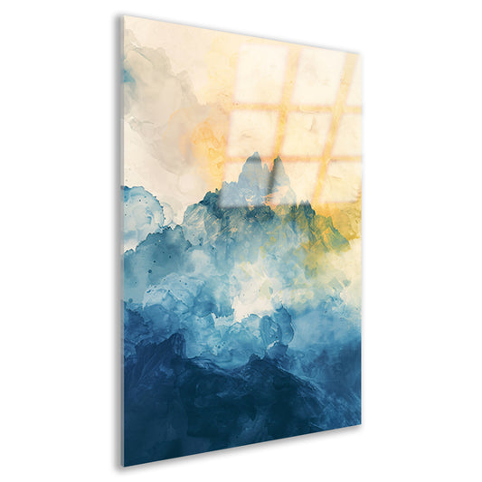 Abstract aquarel schilderij van bergen acrylglas