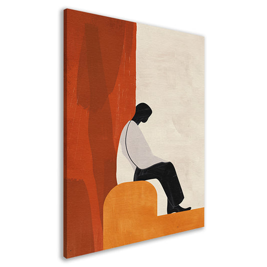Stilistisch Minimalistisch Portret in Oranje en Zwart canvas