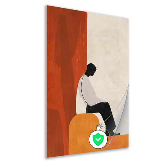 Stilistisch Minimalistisch Portret in Oranje en Zwart poster