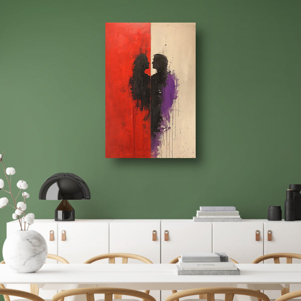 Abstract Expressionistisch Portret van een Omhelzing canvas
