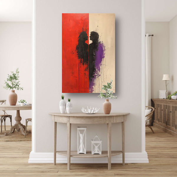 Abstract Expressionistisch Portret van een Omhelzing canvas