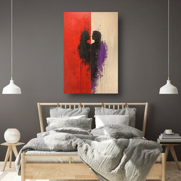 Abstract Expressionistisch Portret van een Omhelzing canvas