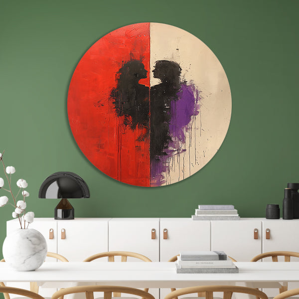 Abstract Expressionistisch Portret van een Omhelzing forex muurcirkel